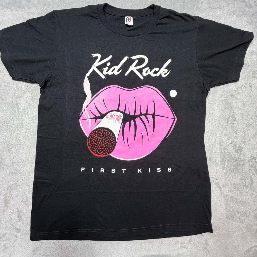 2010s Black Cotton Kid Rock First Kiss Graphic T-Shirt Rock Concert Large Rock
